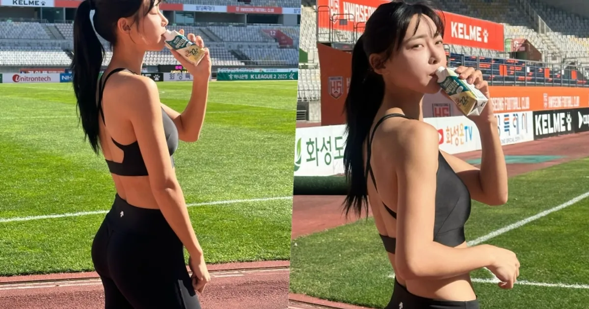 '육상 카리나' 김민지, 옆에서 보니 볼륨감까지 갖추었네…탄탄한 글래머