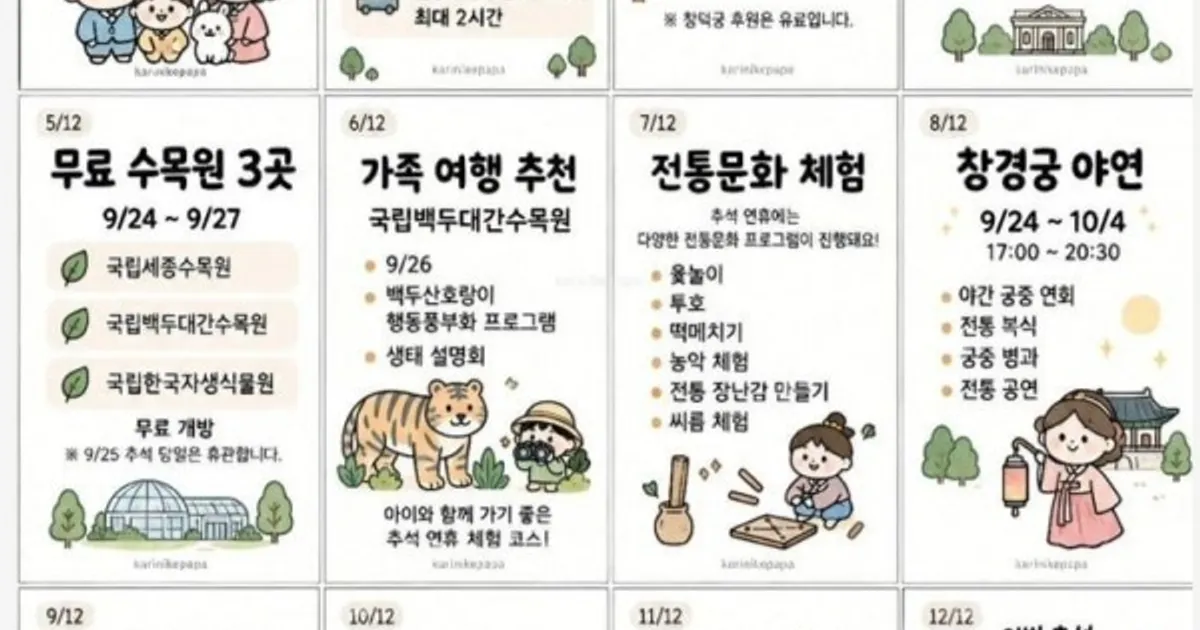 추석연휴 무료 할인 혜택 총정리