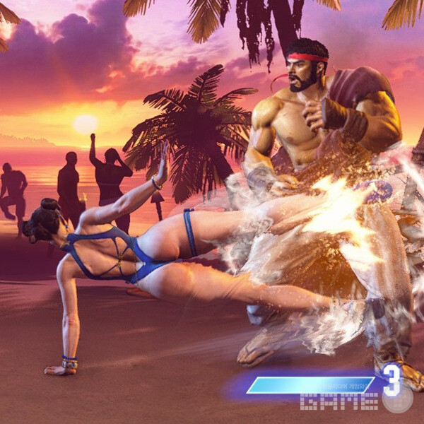 강킥 모션에서는 둔부가 거의 완전히 드러나는 상태를 보여준다.