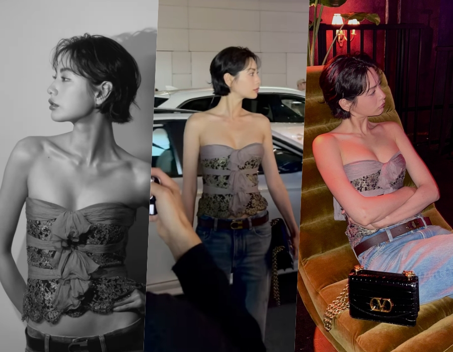 나나, 옷이 어디까지 파인 거야? 가슴 간신히 가린 아찔한 원피스 입고 흥 폭발