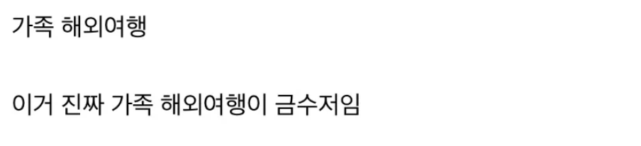 가족끼리 해외여행이 진짜 금수저인 이유..