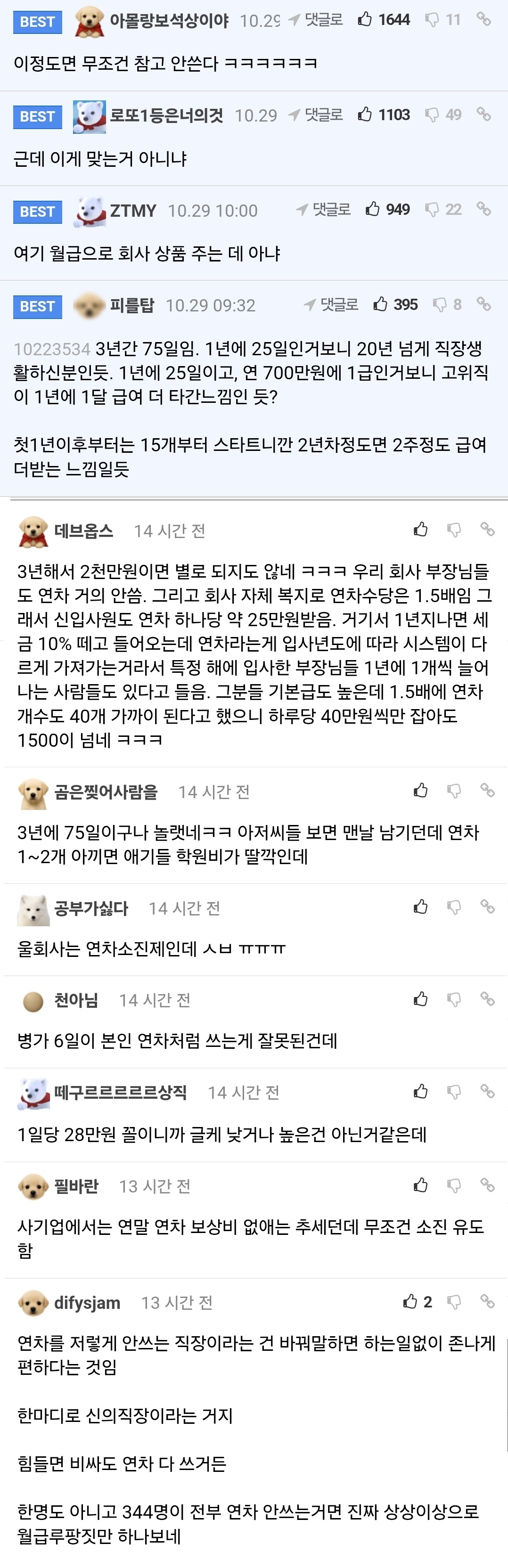 이 악물고 연차 안쓴다는 직장 4