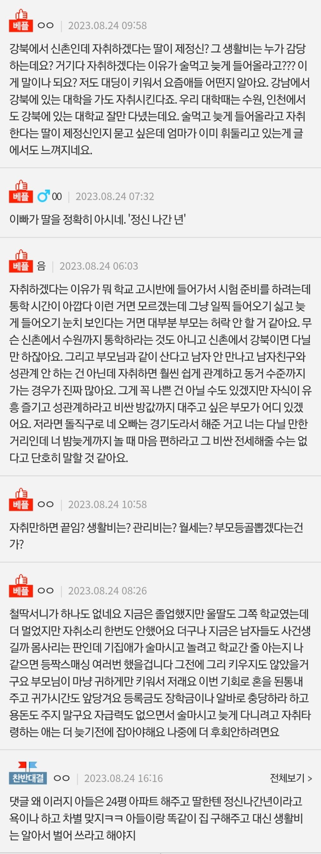 자취하겠다는 딸 어떻게 해야할까요?