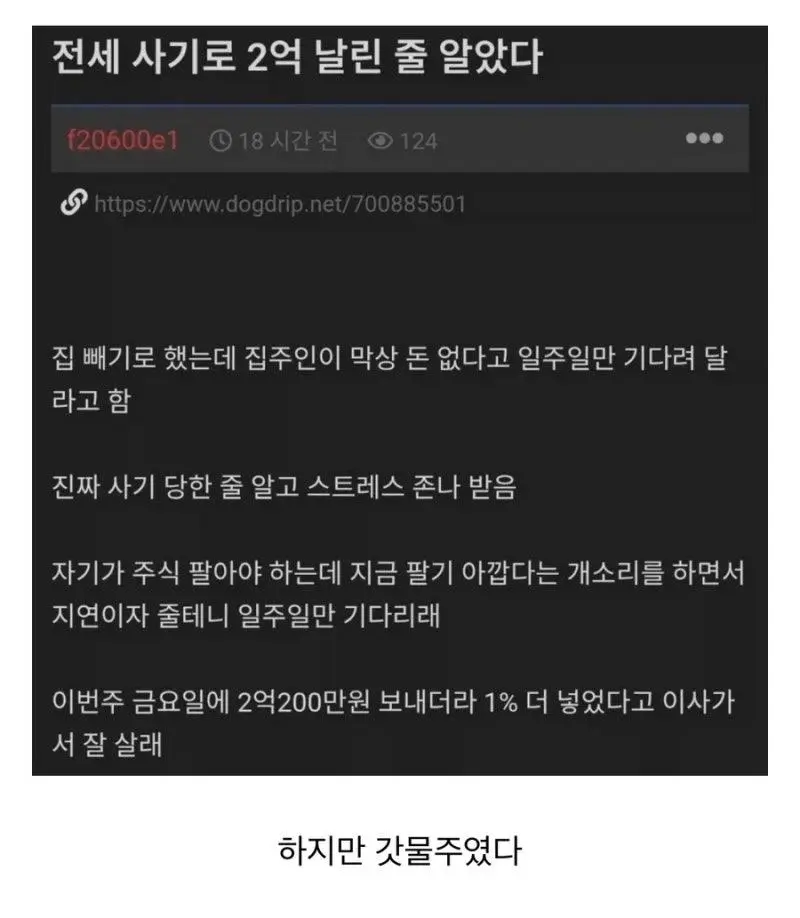 전세사기로 2억을 날린 줄 알았다