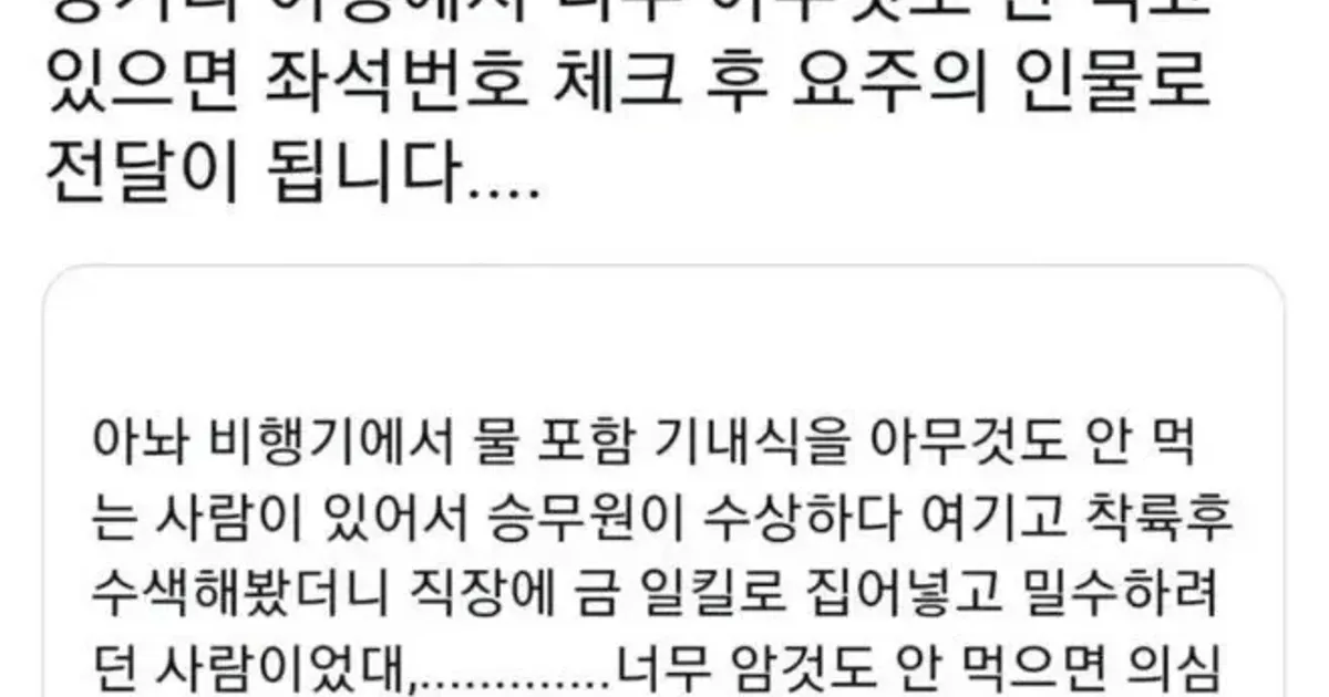 비행기에서 굶으면 안되는 이유
