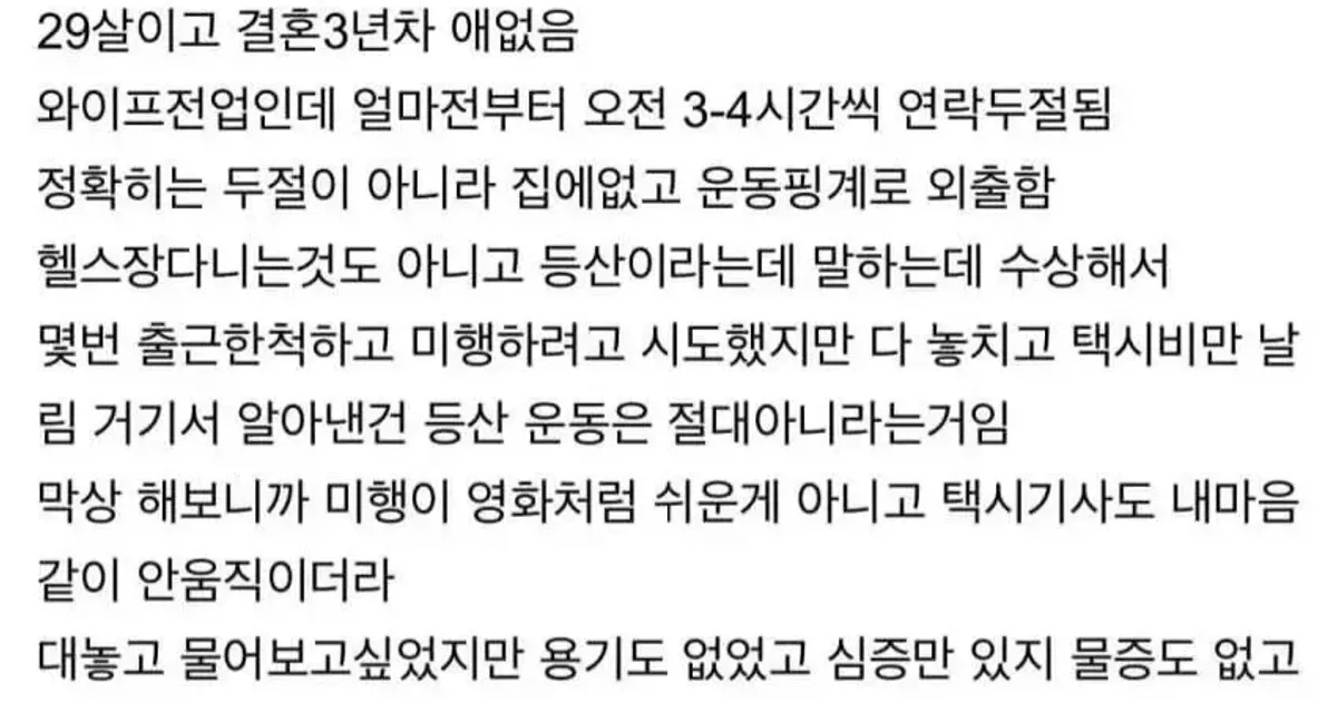와이프 외도 의심 후기