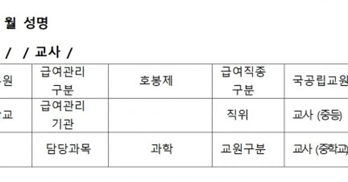 4년차 중등교사 월급 인증