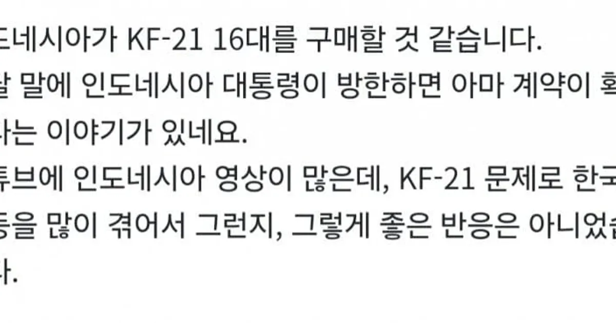 인도네시아 한국전투기 구매 현지반응