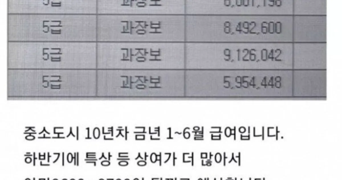 지역 농협 10년차 연봉 인증샷