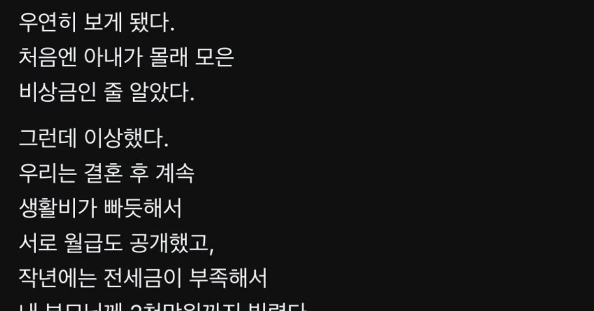 비상금 4천8백 걸린 아내의 반응 및 여자 쉴드 댓글들