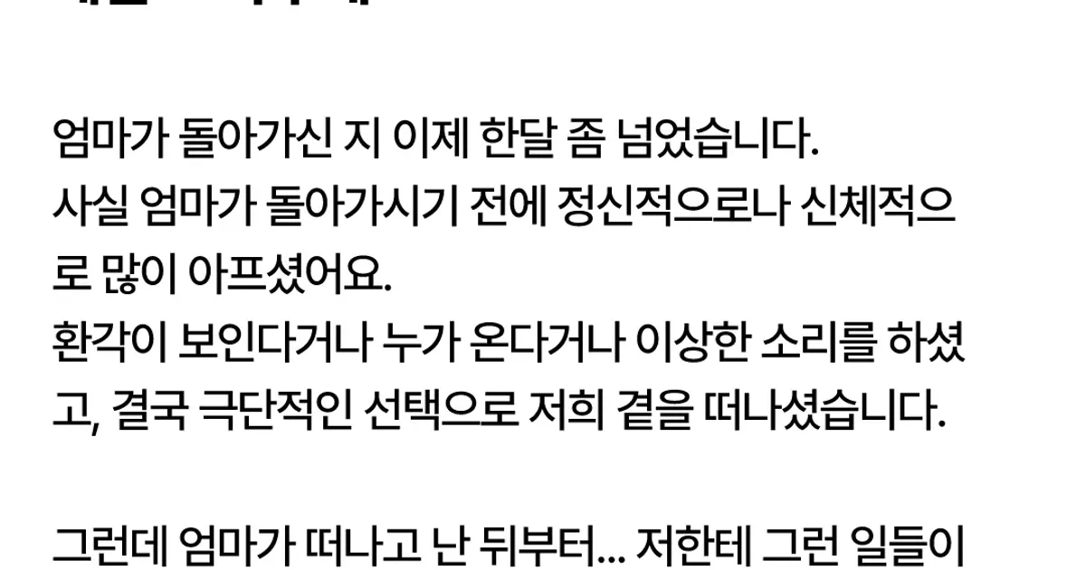 엄마가 돌아가신 뒤로 이상한 게보여요