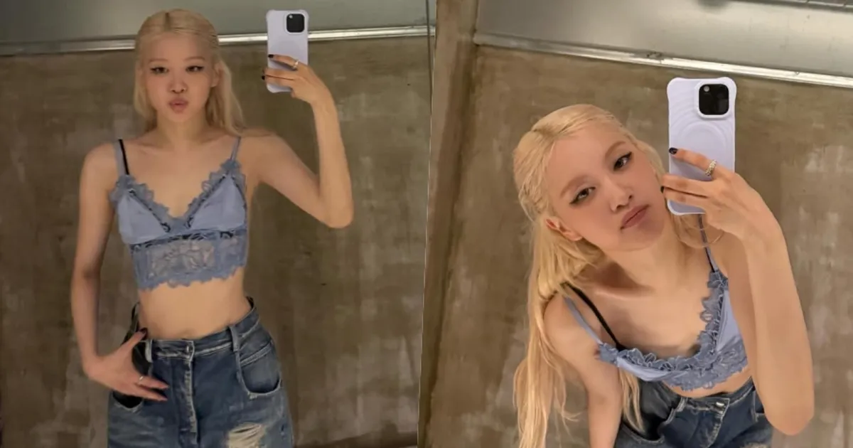 블랙핑크 로제, 과감한 패션에 과감한 포즈…거울 앞 '내추럴 섹시 美'